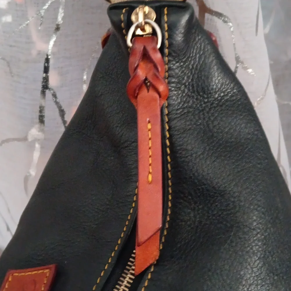 Dooney & Bourke Black Leather Hobo with Brown Trim - Picture 9 of 16